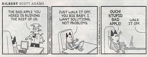 Dilbert comic about a negative employee